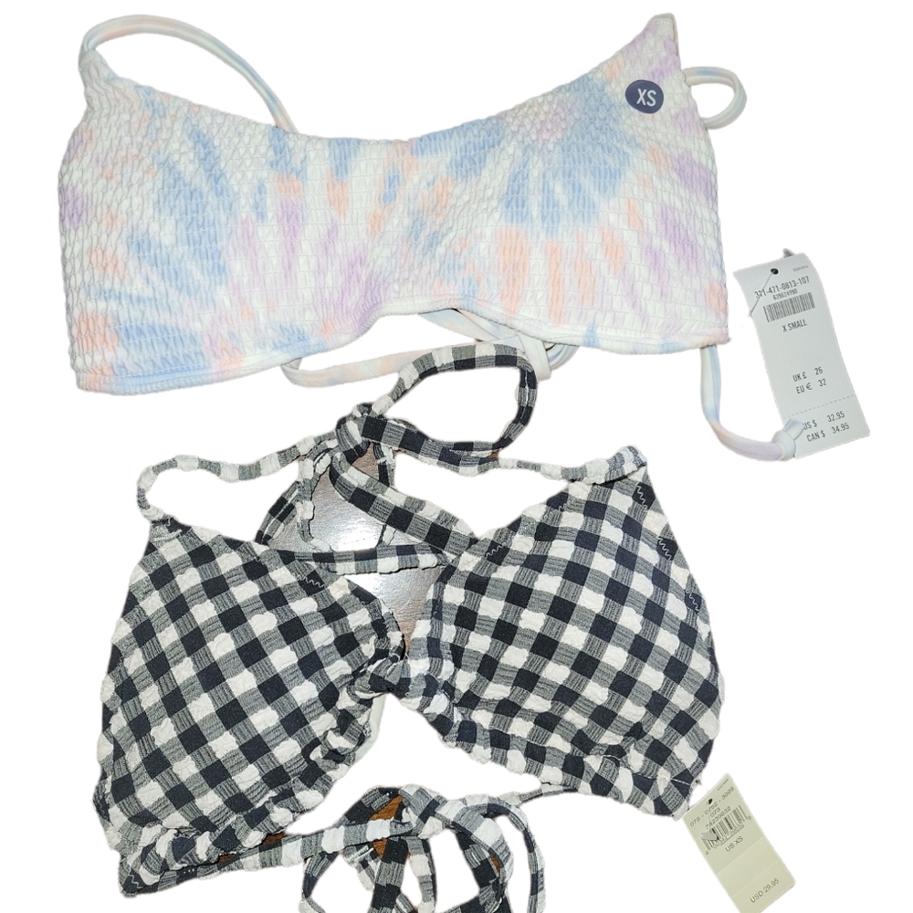 NWT 2 String Bikini Swimsuit TOPs Aerie Hollister 2 x top Sz XS